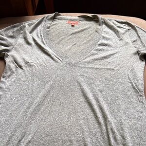 Woman’s V-neck, gray short sleeve T-shirt